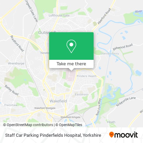 Staff Car Parking Pinderfields Hospital map