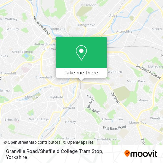 Granville Road / Sheffield College Tram Stop map