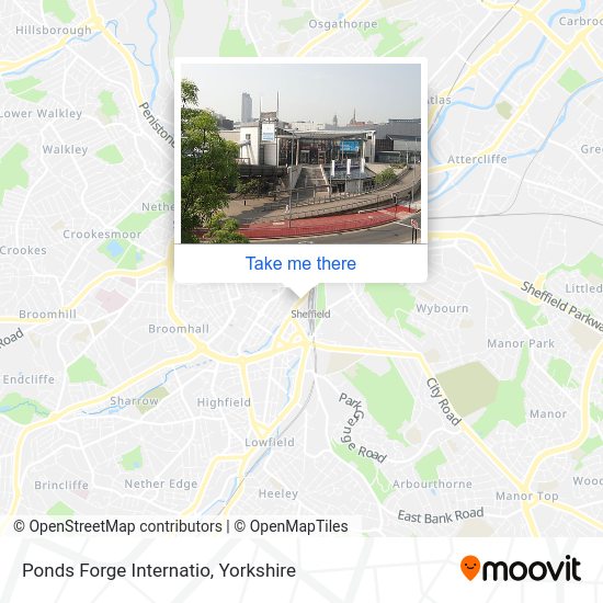 How to get to Ponds Internatio in Sheffield by bus or train?