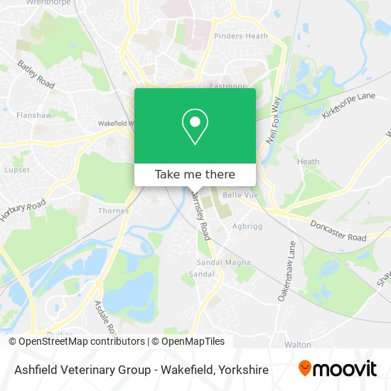 Ashfield Veterinary Group - Wakefield map