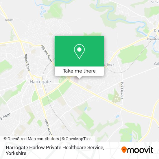 Harrogate Harlow Private Healthcare Service map