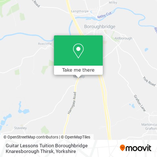 Guitar Lessons Tuition Boroughbridge Knaresborough Thirsk map