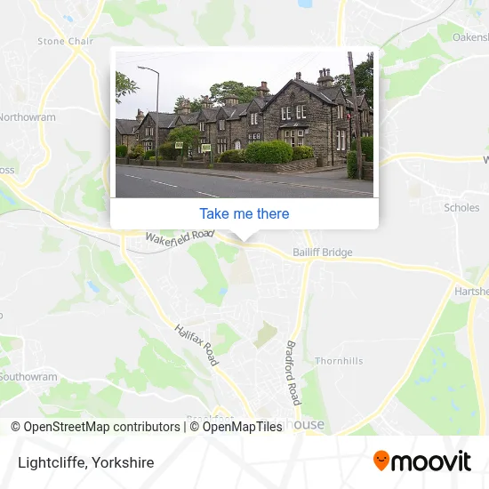 Lightcliffe Map How to Get to Lightcliffe in Halifax by Bus or Train?