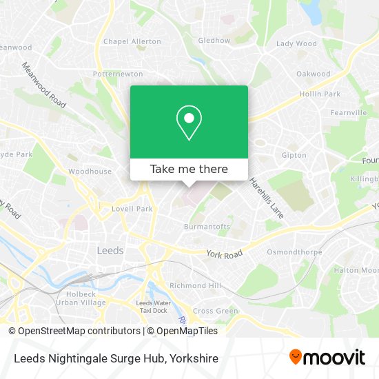 Leeds Nightingale Surge Hub map