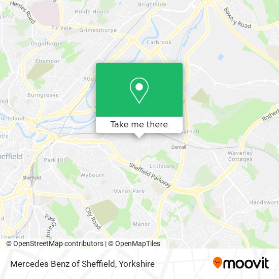 Mercedes Benz of Sheffield map