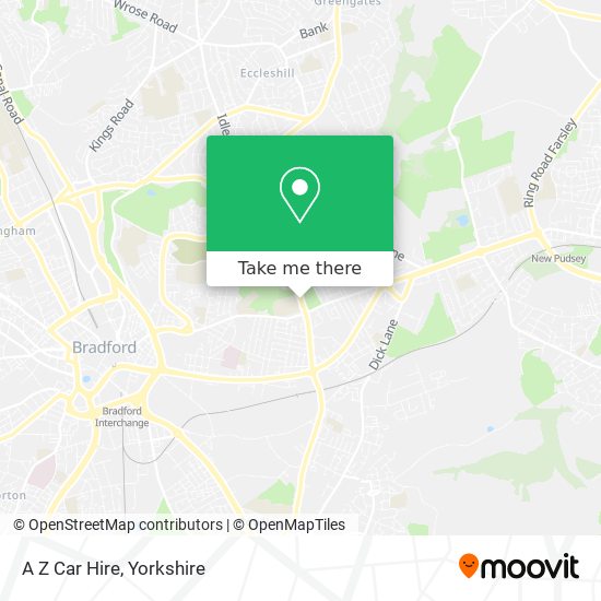 A Z Car Hire map