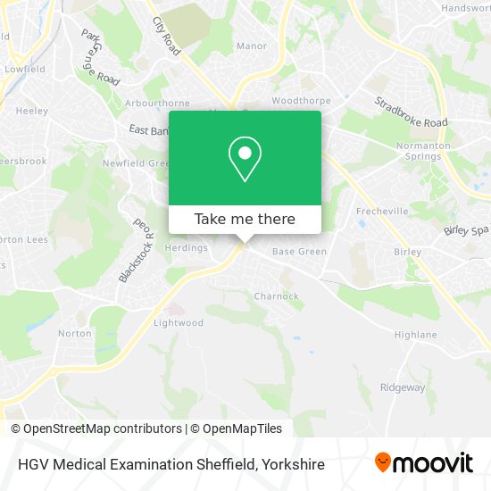 HGV Medical Examination Sheffield map