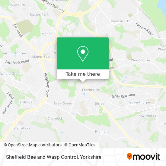 Sheffield Bee and Wasp Control map