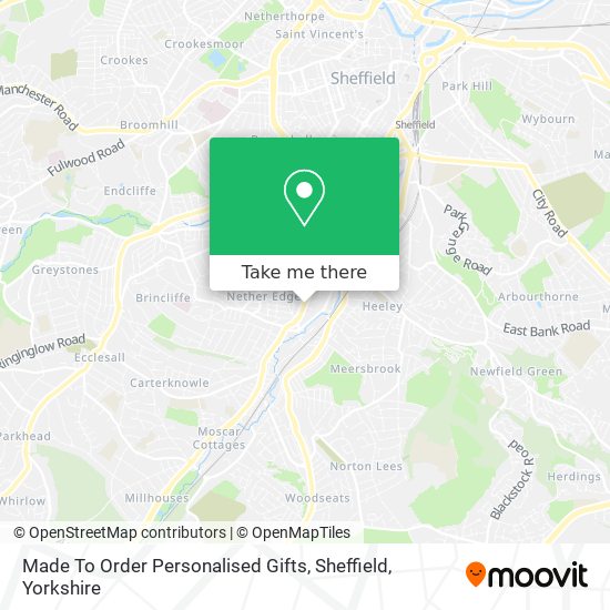 Made To Order Personalised Gifts, Sheffield map