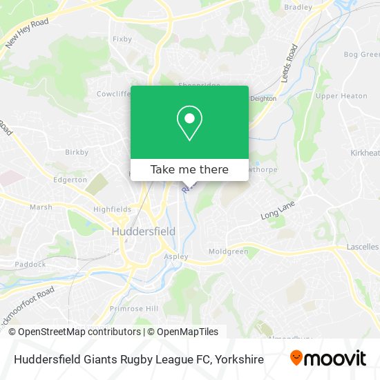 Huddersfield Giants Rugby League FC map