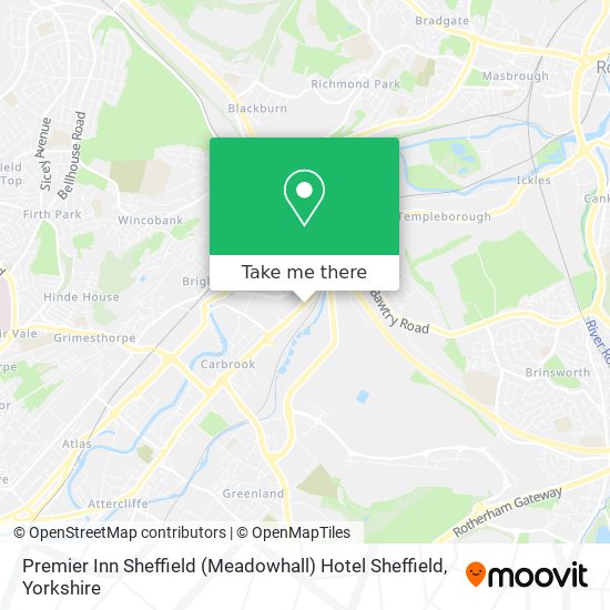 Premier Inn Sheffield (Meadowhall) Hotel Sheffield map
