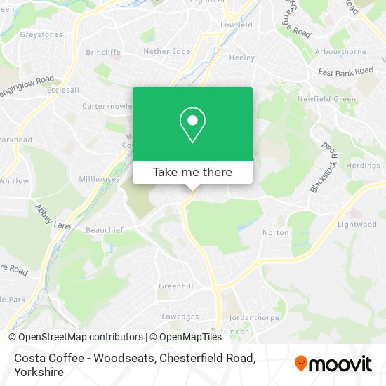 Costa Coffee - Woodseats, Chesterfield Road map