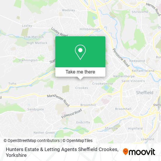 Hunters Estate & Letting Agents Sheffield Crookes map