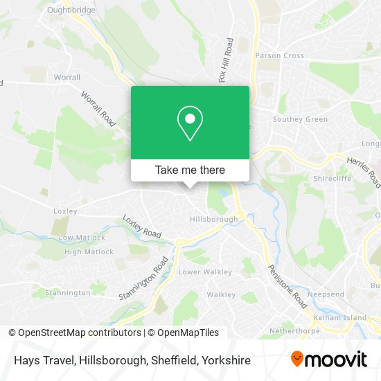 Hays Travel, Hillsborough, Sheffield map