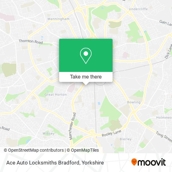 Ace Auto Locksmiths Bradford map