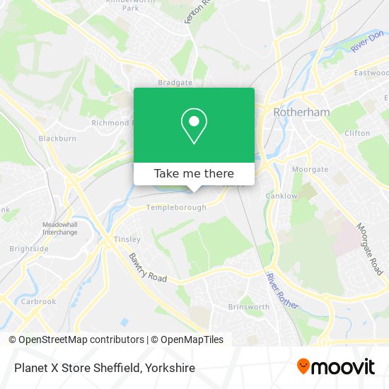Planet X Store Sheffield map