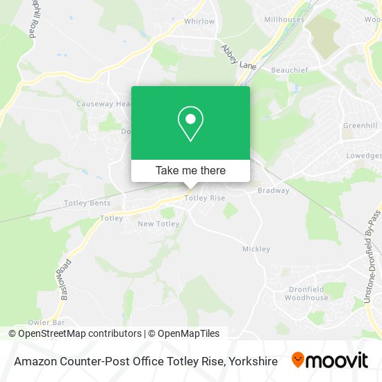 Amazon Counter-Post Office Totley Rise map