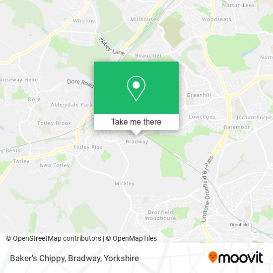 Baker's Chippy, Bradway map