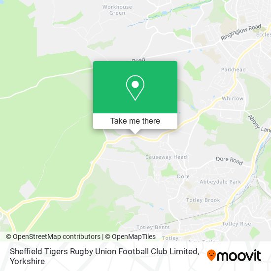 Sheffield Tigers Rugby Union Football Club Limited map