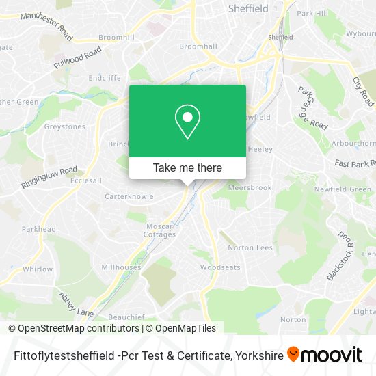 Fittoflytestsheffield -Pcr Test & Certificate map