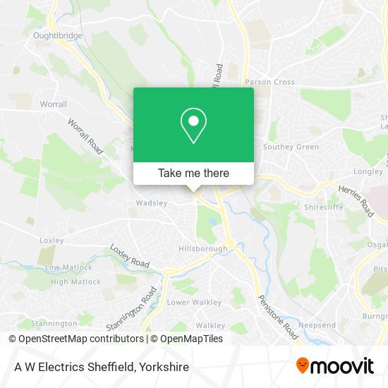 A W Electrics Sheffield map
