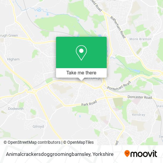 Animalcrackersdoggroomingbarnsley map
