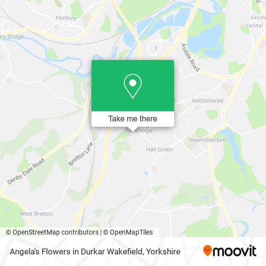 Angela's Flowers in Durkar Wakefield map