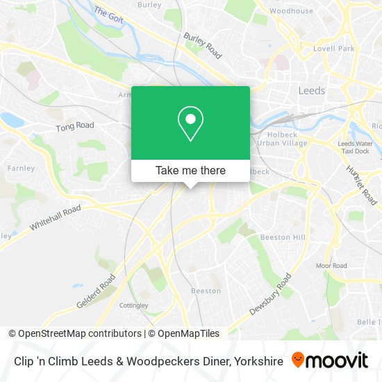 Clip 'n Climb Leeds & Woodpeckers Diner map