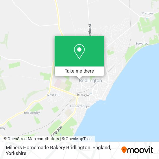 Milners Homemade Bakery Bridlington. England map