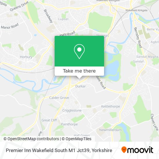 Premier Inn Wakefield South M1 Jct39 map