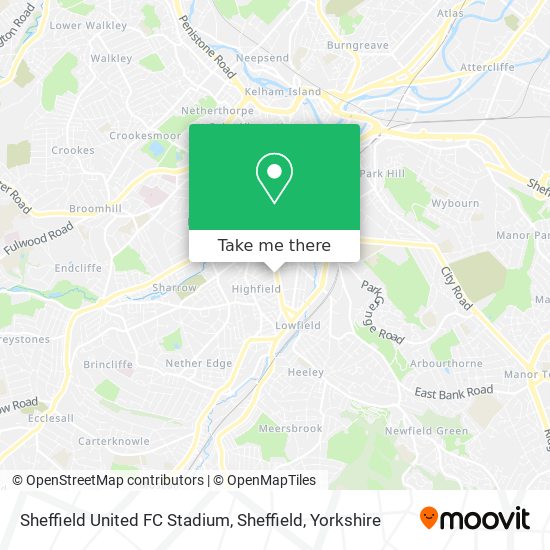 Sheffield United FC Stadium, Sheffield map