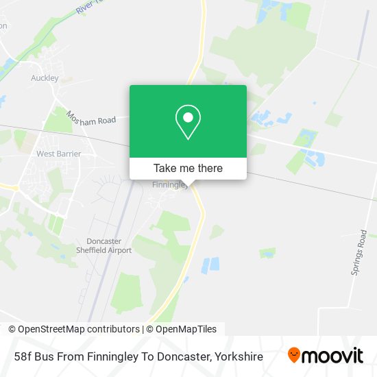 58f Bus From Finningley To Doncaster map