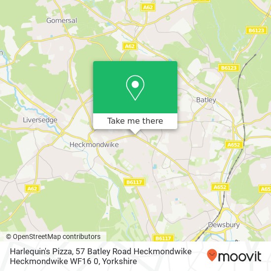 Harlequin's Pizza, 57 Batley Road Heckmondwike Heckmondwike WF16 0 map