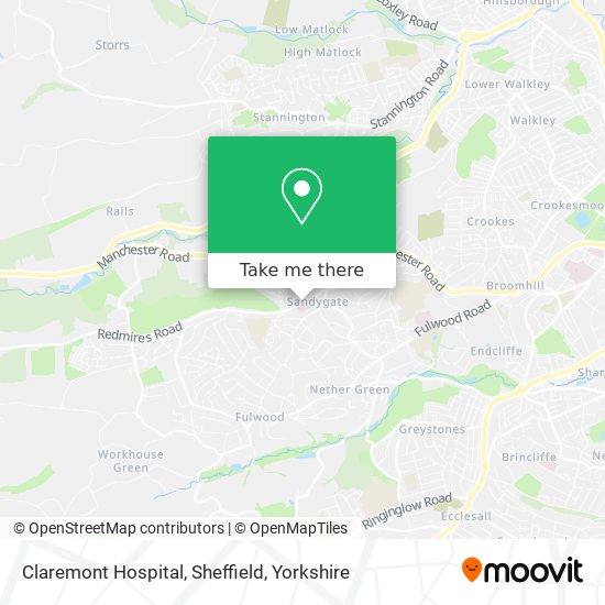 Claremont Hospital, Sheffield map