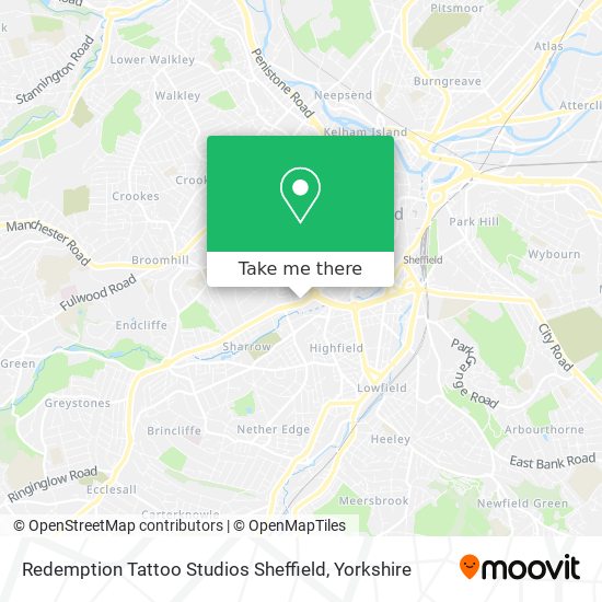 Redemption Tattoo Studios Sheffield map