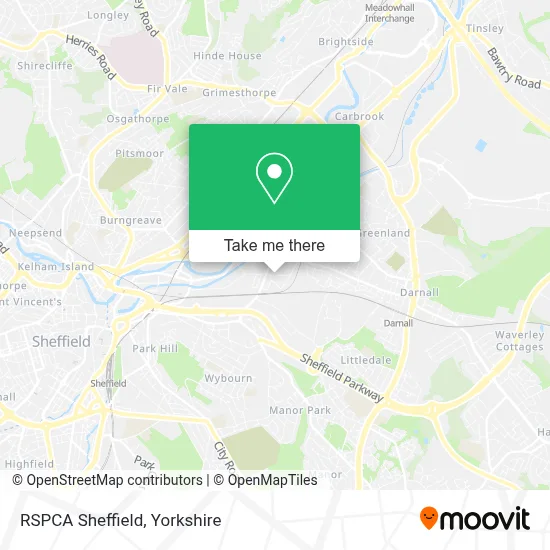 RSPCA Sheffield map