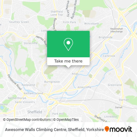 Awesome Walls Climbing Centre, Sheffield map
