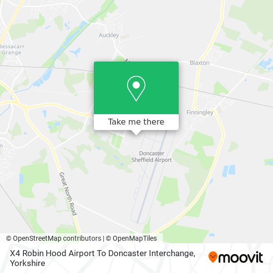 X4 Robin Hood Airport To Doncaster Interchange map