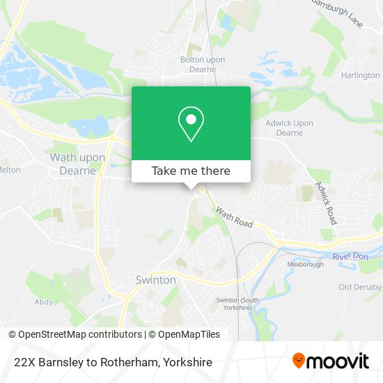 22X Barnsley to Rotherham map