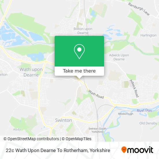 22c Wath Upon Dearne To Rotherham map