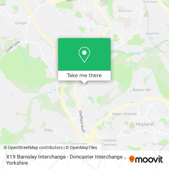 X19 Barnsley Interchange - Doncaster Interchange . map