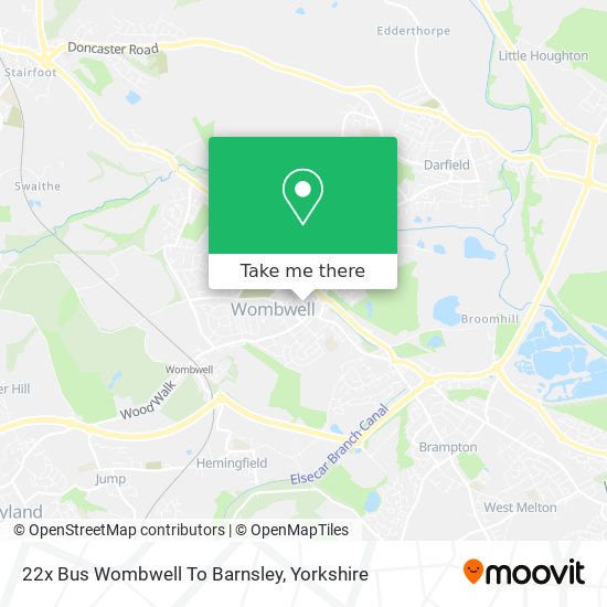 22x Bus Wombwell To Barnsley map