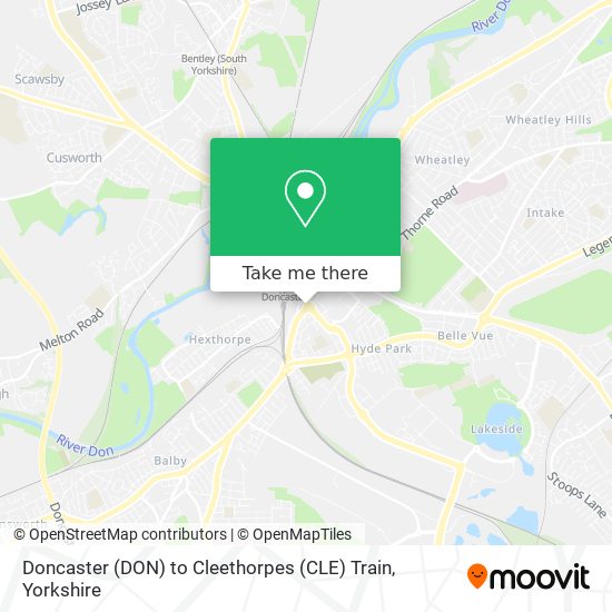 Doncaster (DON) to Cleethorpes (CLE) Train map