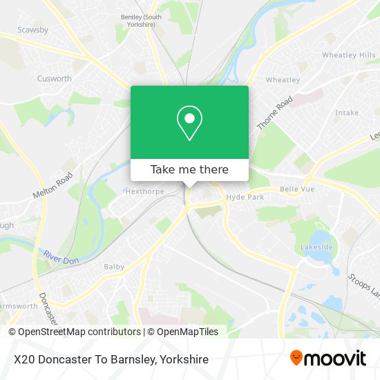 X20 Doncaster To Barnsley map