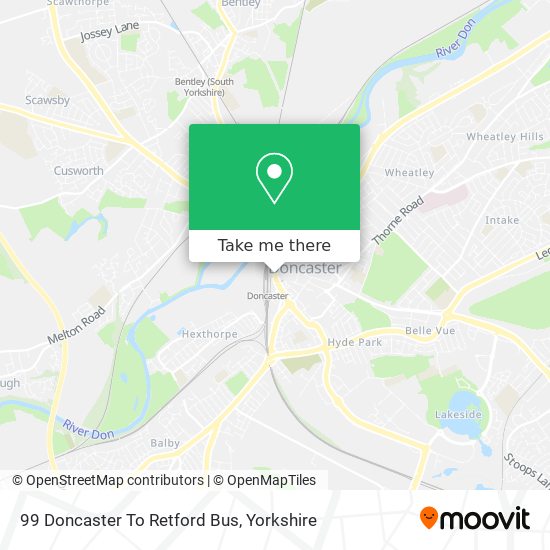 99 Doncaster To Retford Bus map