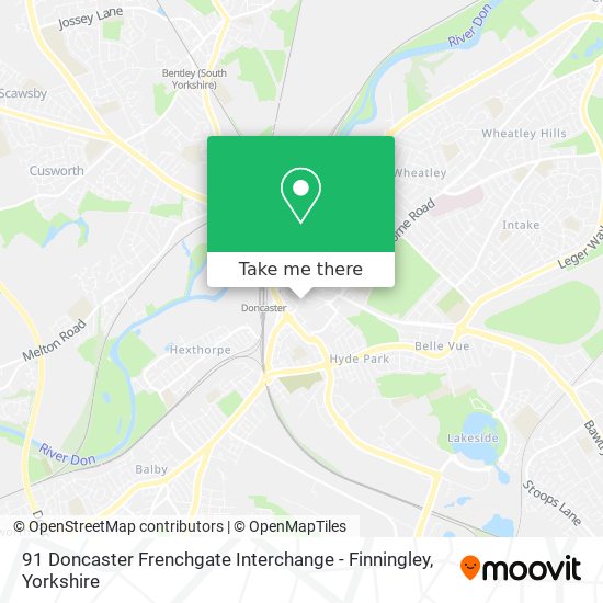 91 Doncaster Frenchgate Interchange - Finningley map
