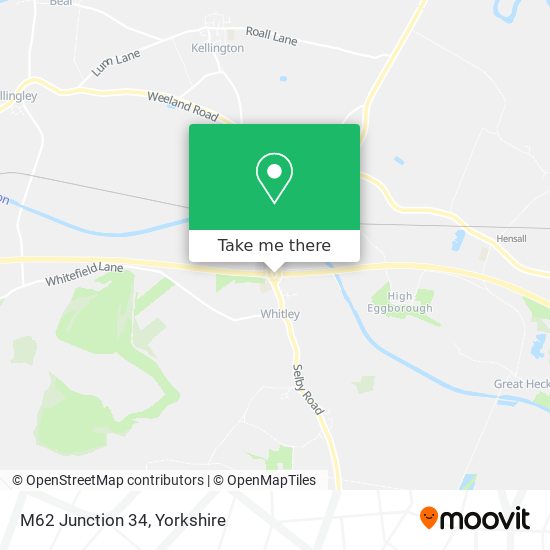 M62 Junction 34 map