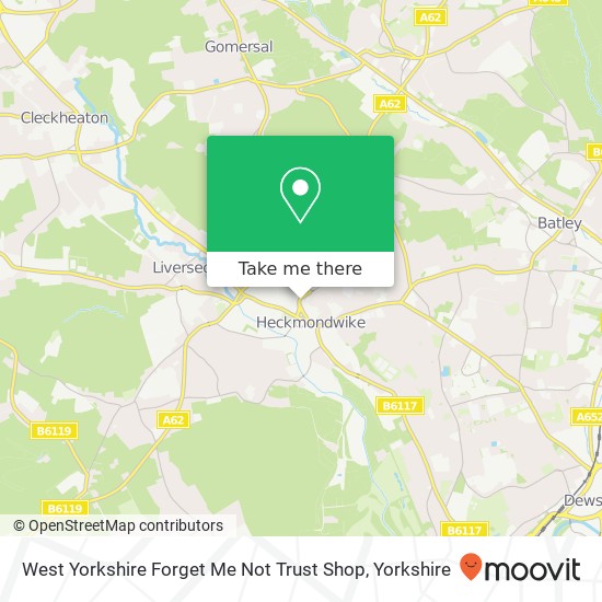 West Yorkshire Forget Me Not Trust Shop map