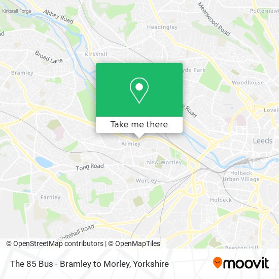 The 85 Bus - Bramley to Morley map