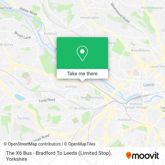 How to get to The X6 Bus Bradford To Leeds (Limited Stop) by Bus or Train?